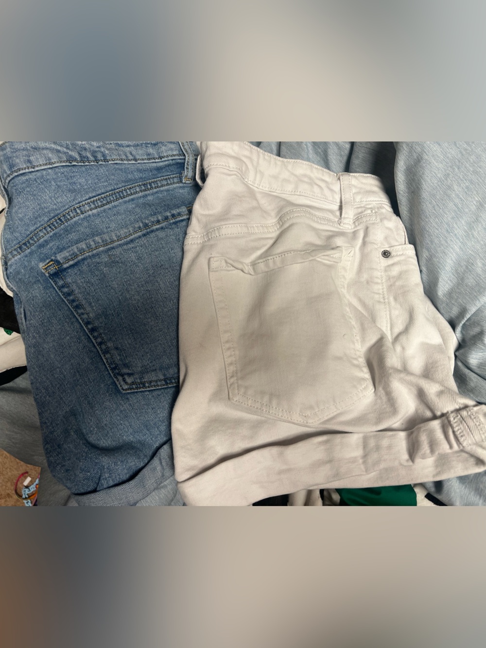 Old Navy White and Blue Denim Jean Shorts